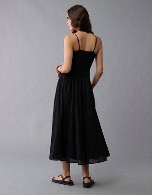 AE V-Neck Smocked Bodice Midi Dress