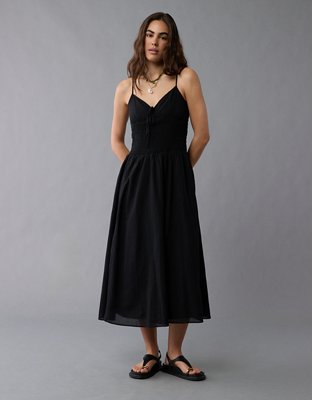 AE V-Neck Smocked Bodice Midi Dress