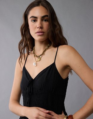 AE V-Neck Smocked Bodice Midi Dress