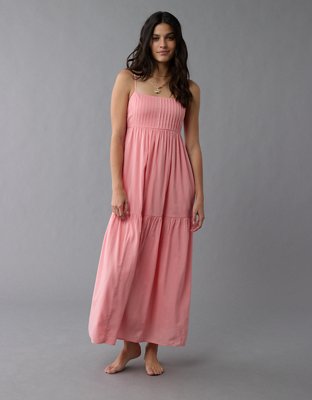 AE Empire Waist Embroidered Midi Dress | American Eagle
