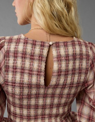 Женские платья American Eagle AE Long-Sleeve High Neck Plaid Mini Dress — фото 6