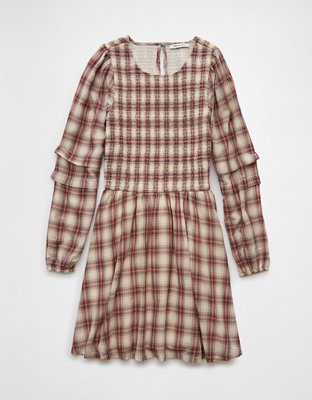 Женские платья American Eagle AE Long-Sleeve High Neck Plaid Mini Dress — фото 3