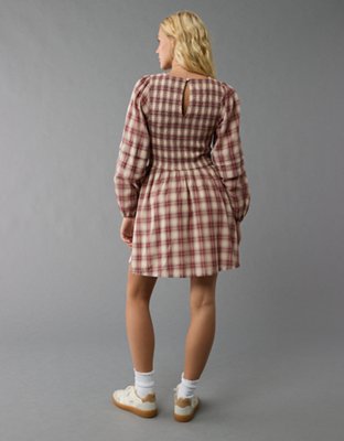 Женские платья American Eagle AE Long-Sleeve High Neck Plaid Mini Dress — фото 2