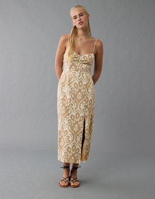AE Catie Corset Printed Column Midi Dress