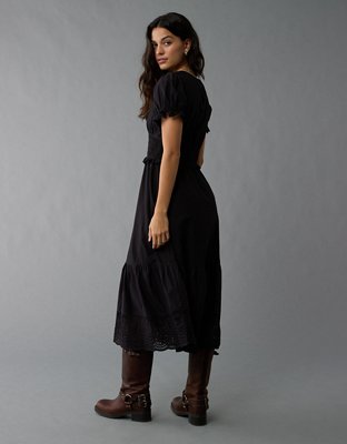 Женские платья American Eagle AE Puff Sleeve V-Neck Midi Dress — фото 2