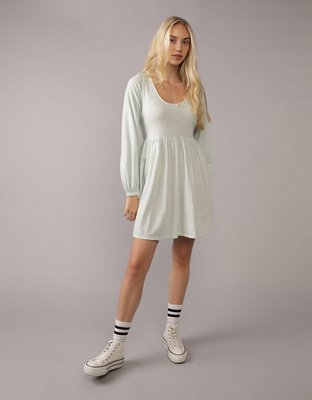 AE Sunchaser Knit Long-Sleeve Scoop Neck Mini Dress