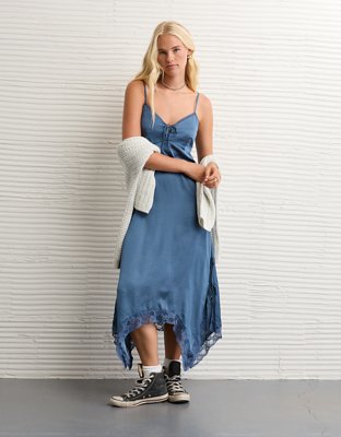 AE Handkerchief Hem Tie Side Midi Slip Dress