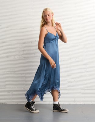 AE Handkerchief Hem Tie Side Midi Slip Dress