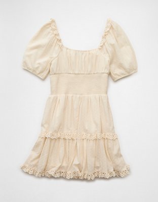 AE Puff Sleeve Smocked Tiered Mini Dress