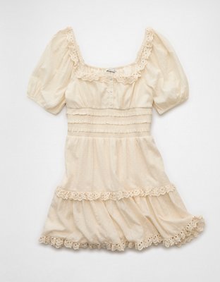 AE Puff Sleeve Smocked Tiered Mini Dress