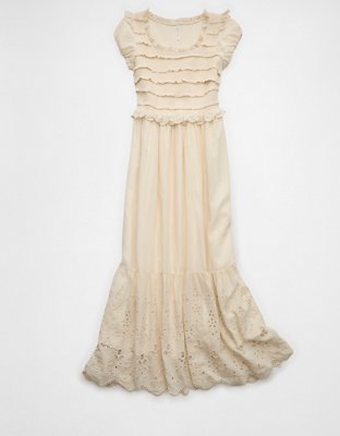 AE Scoop Neck Smocked Midi Dress