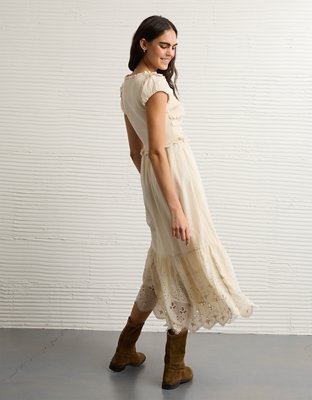 AE Scoop Neck Smocked Midi Dress