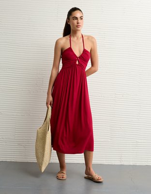 AE Soft & Sexy Keyhole Halter Midi Dress