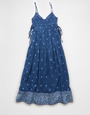 AE V-Neck Side Tie Midi Dress
