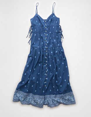 AE V-Neck Side Tie Midi Dress