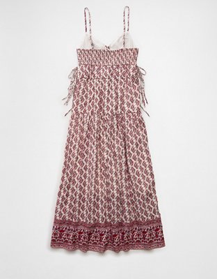 AE V-Neck Side Tie Midi Dress