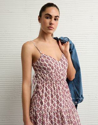 AE V-Neck Side Tie Midi Dress