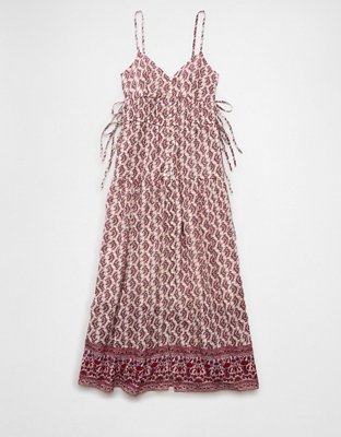 AE V-Neck Side Tie Midi Dress