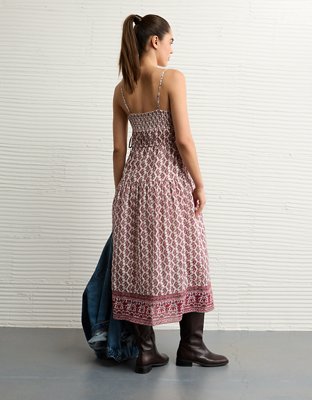 AE V-Neck Side Tie Midi Dress
