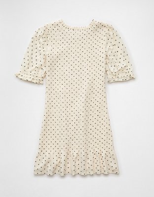 Minirobe à manches bouffantes et smocks AE