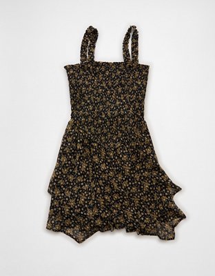 AE Handkerchief Hem Ruffle Floral Mini Dress
