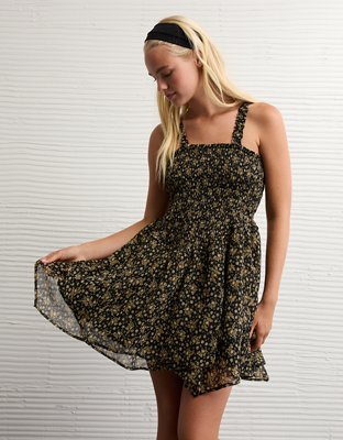 AE Handkerchief Hem Ruffle Floral Mini Dress