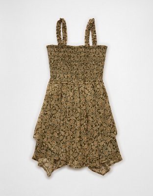 AE Handkerchief Hem Ruffle Floral Mini Dress