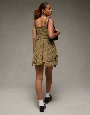 AE Handkerchief Hem Ruffle Floral Mini Dress