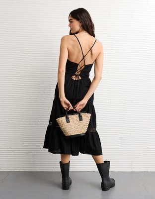 AE V-Neck Lace Tiered Maxi Dress