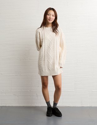 AE Oversized Cable Knit Sweater Dress