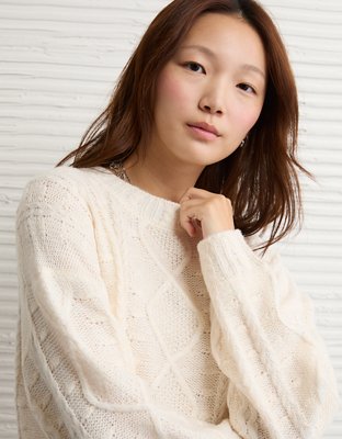 AE Oversized Cable Knit Sweater Dress