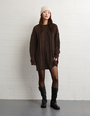 AE Oversized Cable Knit Sweater Dress