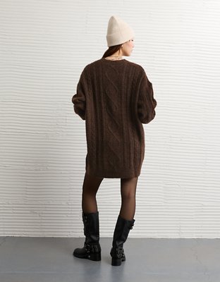 AE Oversized Cable Knit Sweater Dress