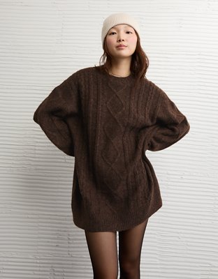 AE Oversized Cable Knit Sweater Dress