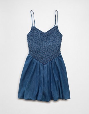 AE Bella Bubble Mini Dress Womens Medium Wash S 12$
