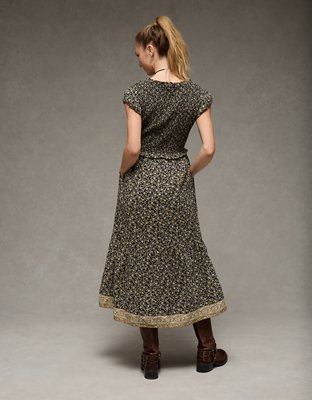 AE Scoop Neck Smocked Midi Dress