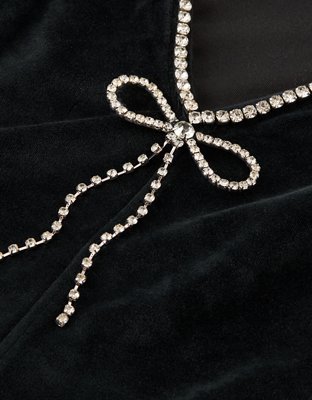 AE Rhinestone Puff Sleeve Mini Dress