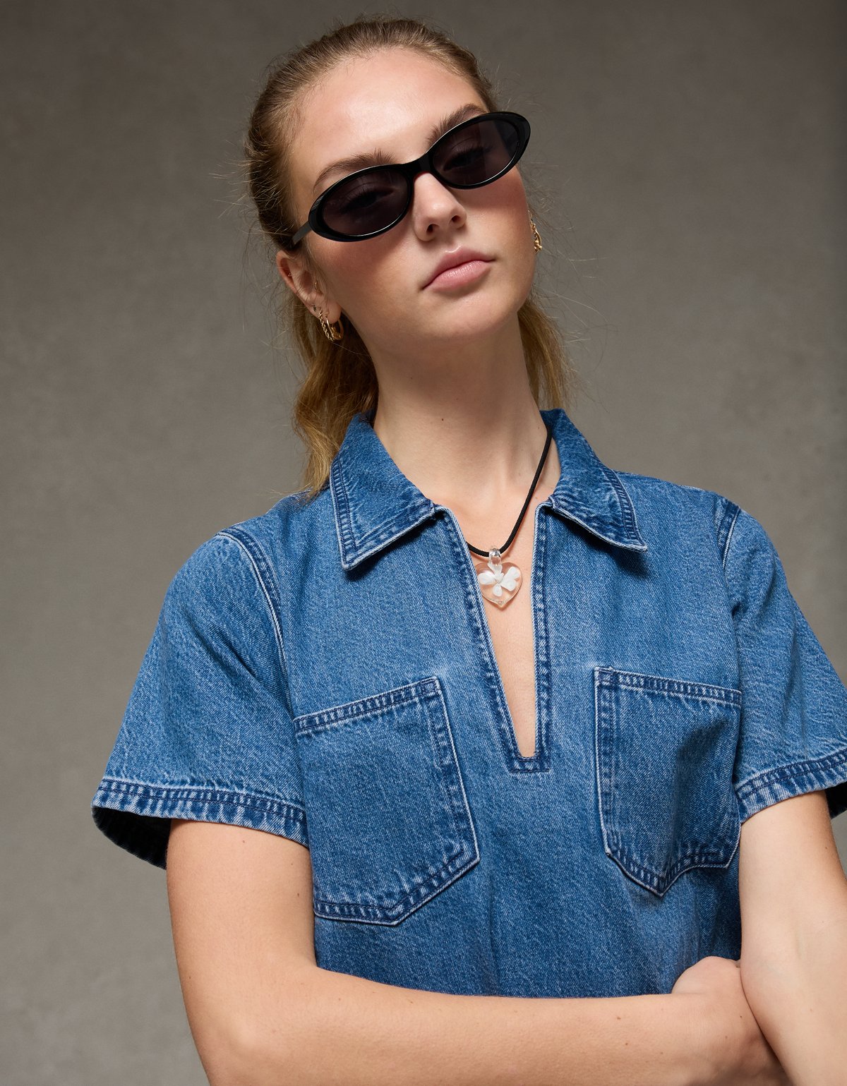 AE Denim Collar Mini Dress - image 4