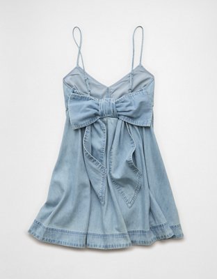 AE Denim Bow Back Babydoll Mini Dress