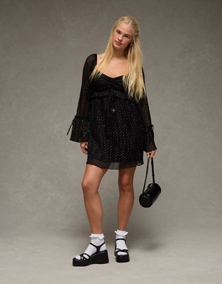 AE Long Sleeve Babydoll Mini Dress