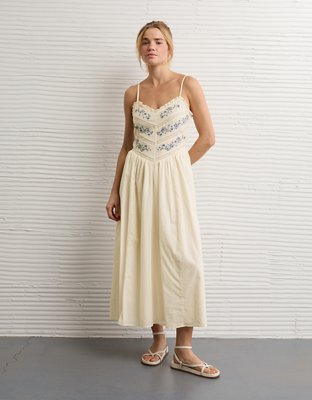 AE Bella Lace Inset Midi Dress | American Eagle