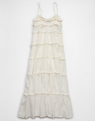 AE Button-Up Ruffle Midi Dress