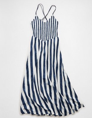 AE Sunchaser Smocked Maxi Dress Women's Navy XXL