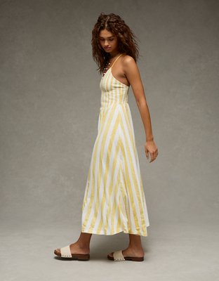 knee length dresses for ladies Self-Portrait - Cream Satin Striped Maxi Dress