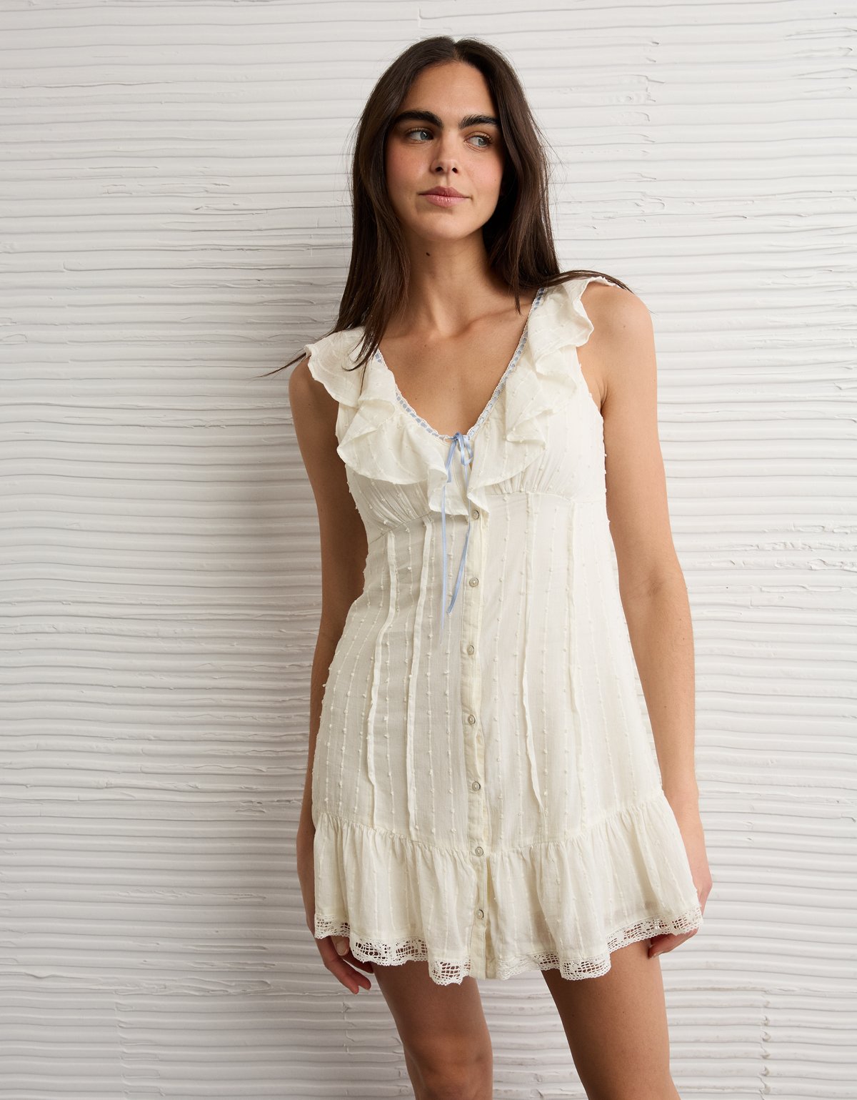 AE Tie-Front Lace Inset Mini Dress - image 5