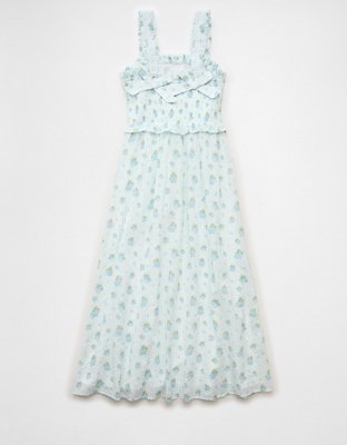 AE Back Bow Smocked Midi Dress