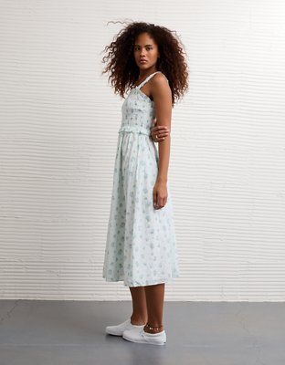 AE Back Bow Smocked Midi Dress
