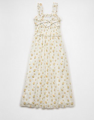 AE Back Bow Smocked Midi Dress