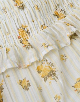 AE Back Bow Smocked Midi Dress