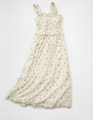 AE Back Bow Smocked Midi Dress